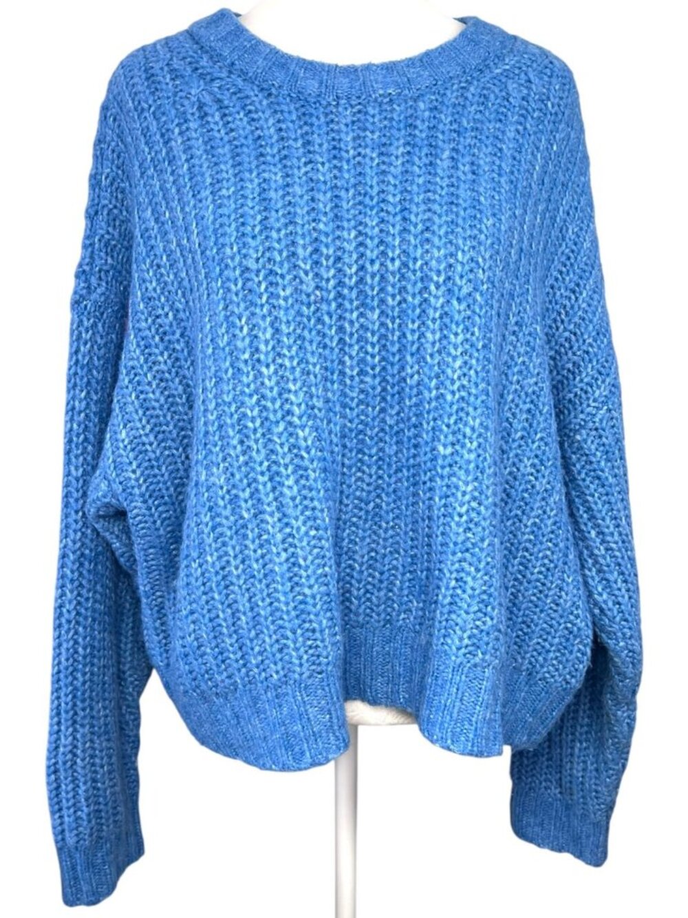 American Eagle Sweater Blue Chunky Knit Slouchy Cozy Cabin Winter Large
